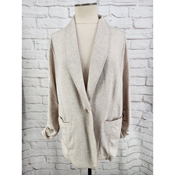 Susan Graver Jackets & Blazers - Susan Graver Cardigan Blazer Scrunched Sleeves Office Work Stretch Pockets XL